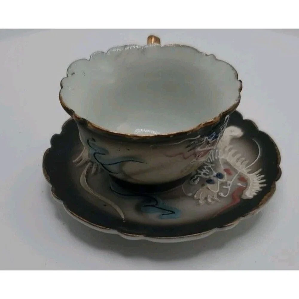 VINTAGE 1950'S MINIATURE DRAGONWARE CUP AND SAUCER SET